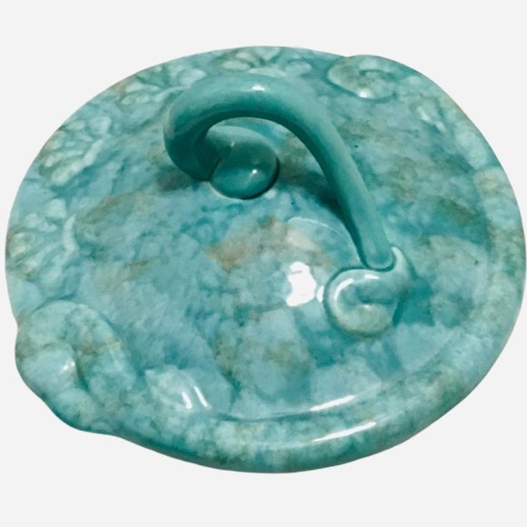 Vintage California USA Pottery 805 Turquoise Lazy Susan Serving Bowl W Lid MCM - Picture 3 of 5